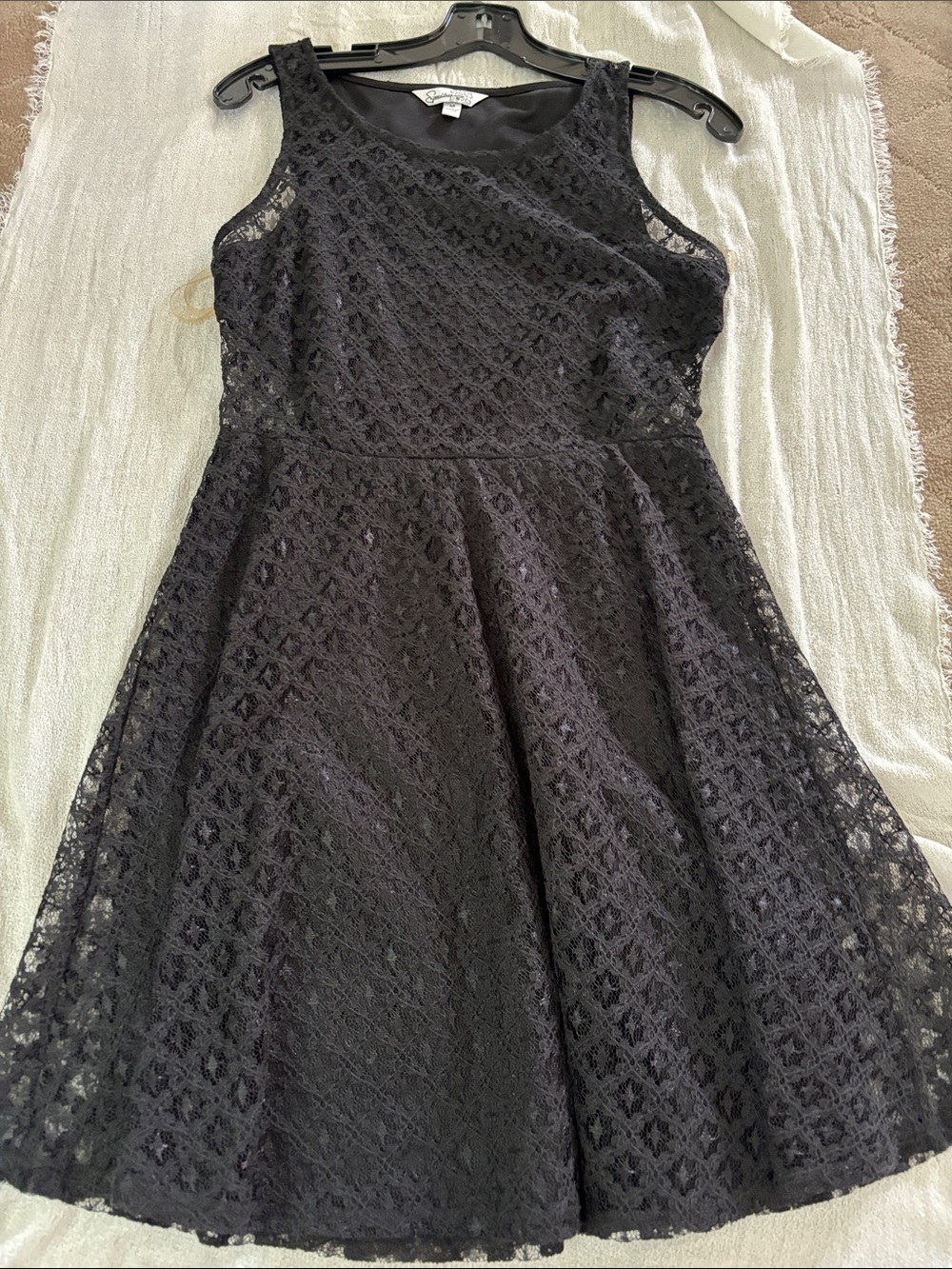 Black Lace Sleeveless Fit-and-Flare Mini Dress